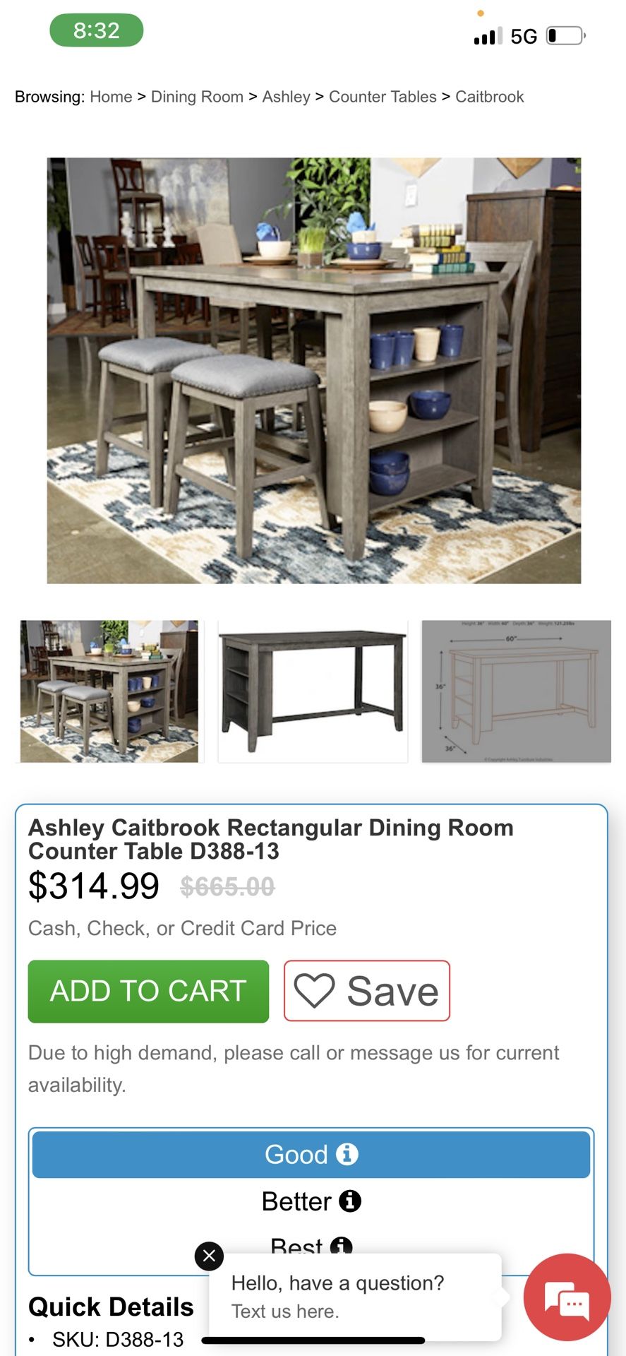 Rectangular Counter Table