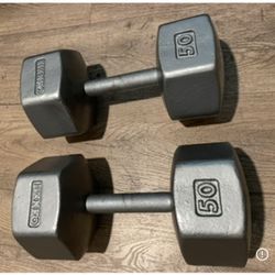 Vintage set.  (2) IVANKO Hex Dumbbells   50 lbs  Total: 100 lbs  $1.8 per pound.