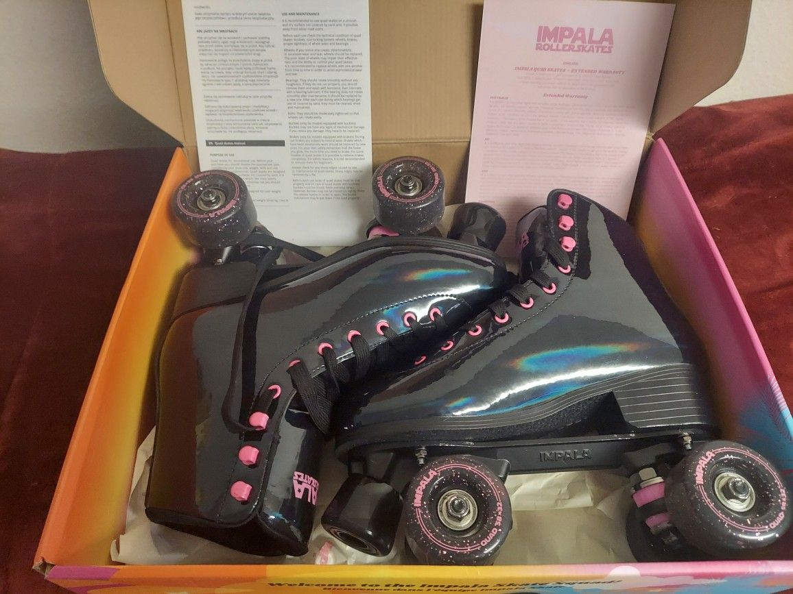 Impala Rollerskates, Black Holographic, Size 8 