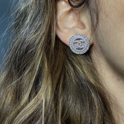 CC earrings Baguette Diamond Round Shape Channel Chanel