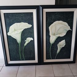 Jennifer Brice, Wall Art, White Calla Lilies .Large Framed 