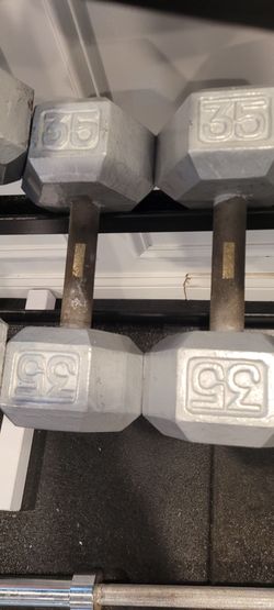 35 lb Hex Dumbbells Pair Cast Iron