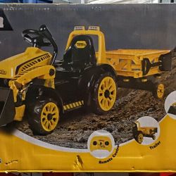 Best Ride On Cars Tonka 6V Construction Tractor Ride-On with Trailer and Working Loader for Kids