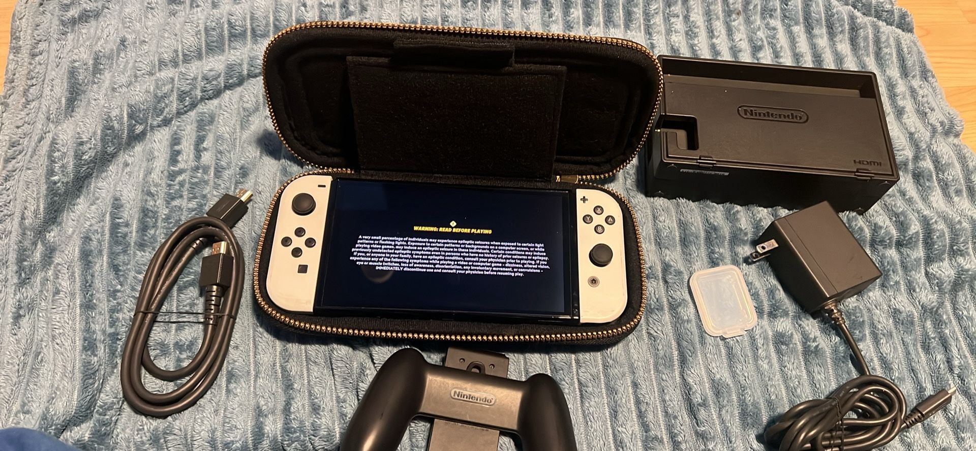 NINTENDO SWITCH OLED WITH MARIO RABBIDS, DOCKING STATION, HDMI, AND JOYCON GRIP