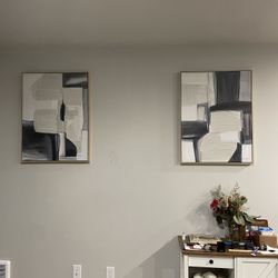 Set Of Two Modern Abstract Framed Canvas Prints