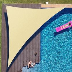 16' x 16' x 22.5' Sand Right Triangle Sun Shade Sail Canopy Outdoor Patio