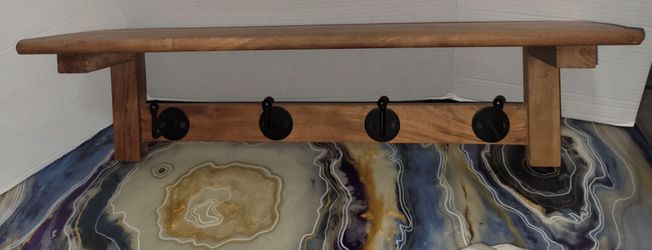 wall-mounted acacia wood coat rack