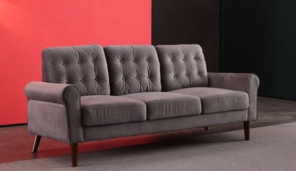 Woolf 76.4'' Velvet rolled arm Sofa