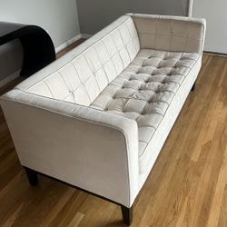 Beige Velvet Tufted Sofa Couch