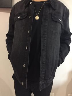 Black denim jacket from Topman