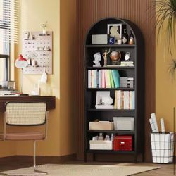 Black 72.83 in. H Metal Storage Cabinet Arched Bookcase Cabinet for Home Office