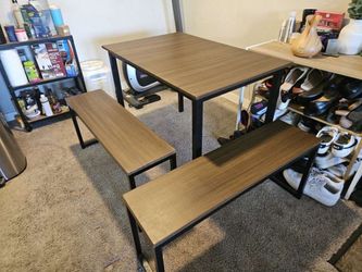 Dining Table Set with Two Benches