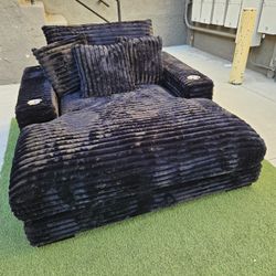 Oversize Chaise $419 Corduroy FABRIC Black Cup Holder & USB