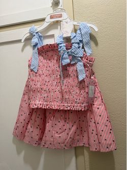 Tommy Bahamas 3 Piece Set Girls Outfit Blouse, Skirt & Hair Scrunchie Size 8
