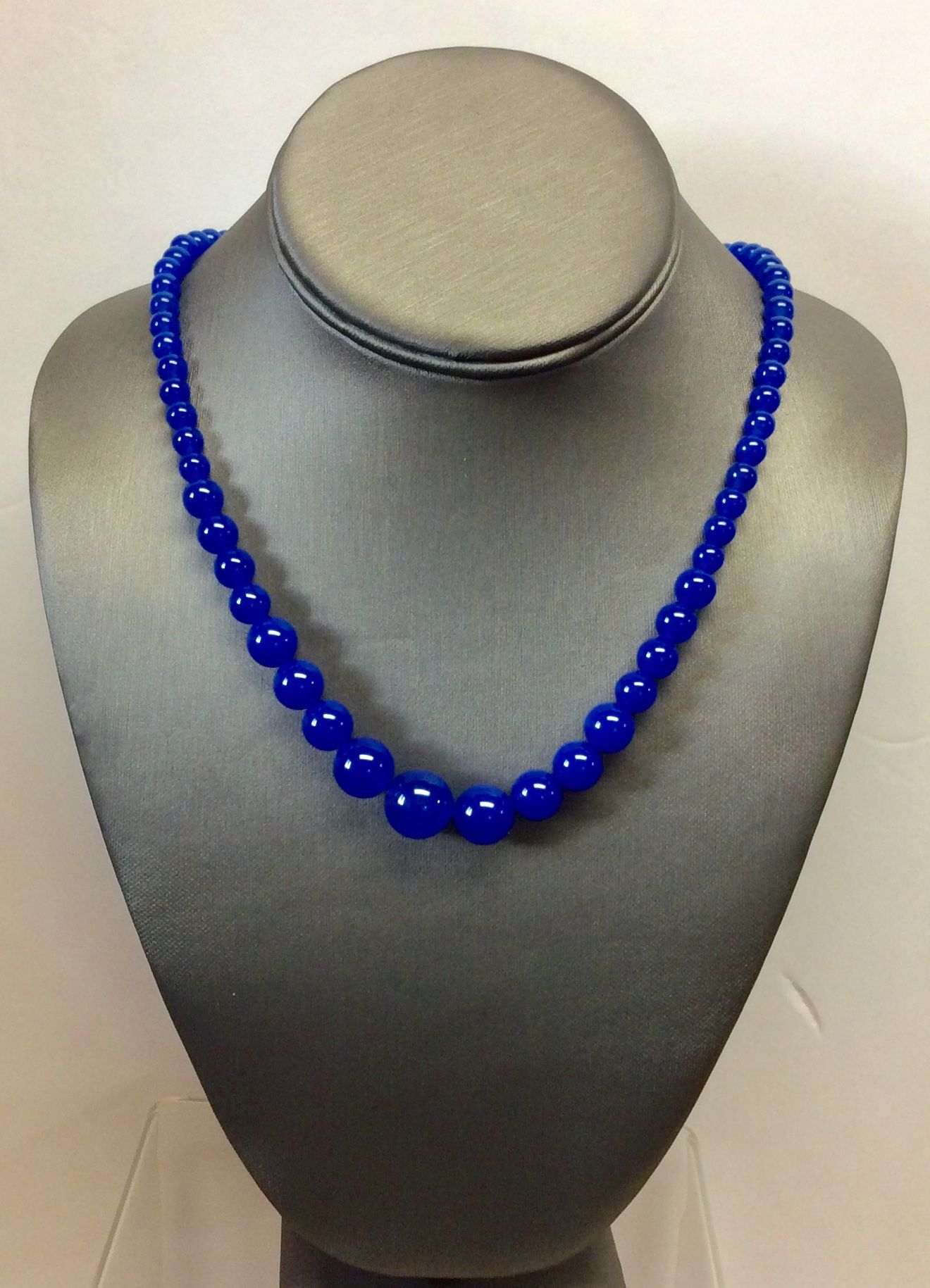 Natural 6-14 mm Blue Sapphire Round Gemstone Necklace 18 Inch AAA. SG-0037