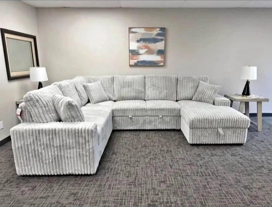 Sleeper Sectional Sofa With Storage And Pull Out Bed