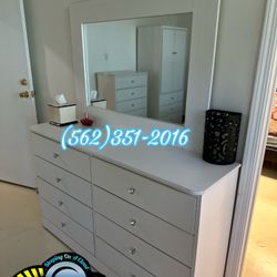 White Eight Drawer With Mirror New Chest 