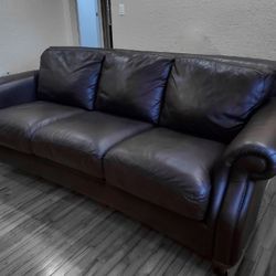 Natuzzi Classico Italian Top Grain Leather Sofa with Ottoman