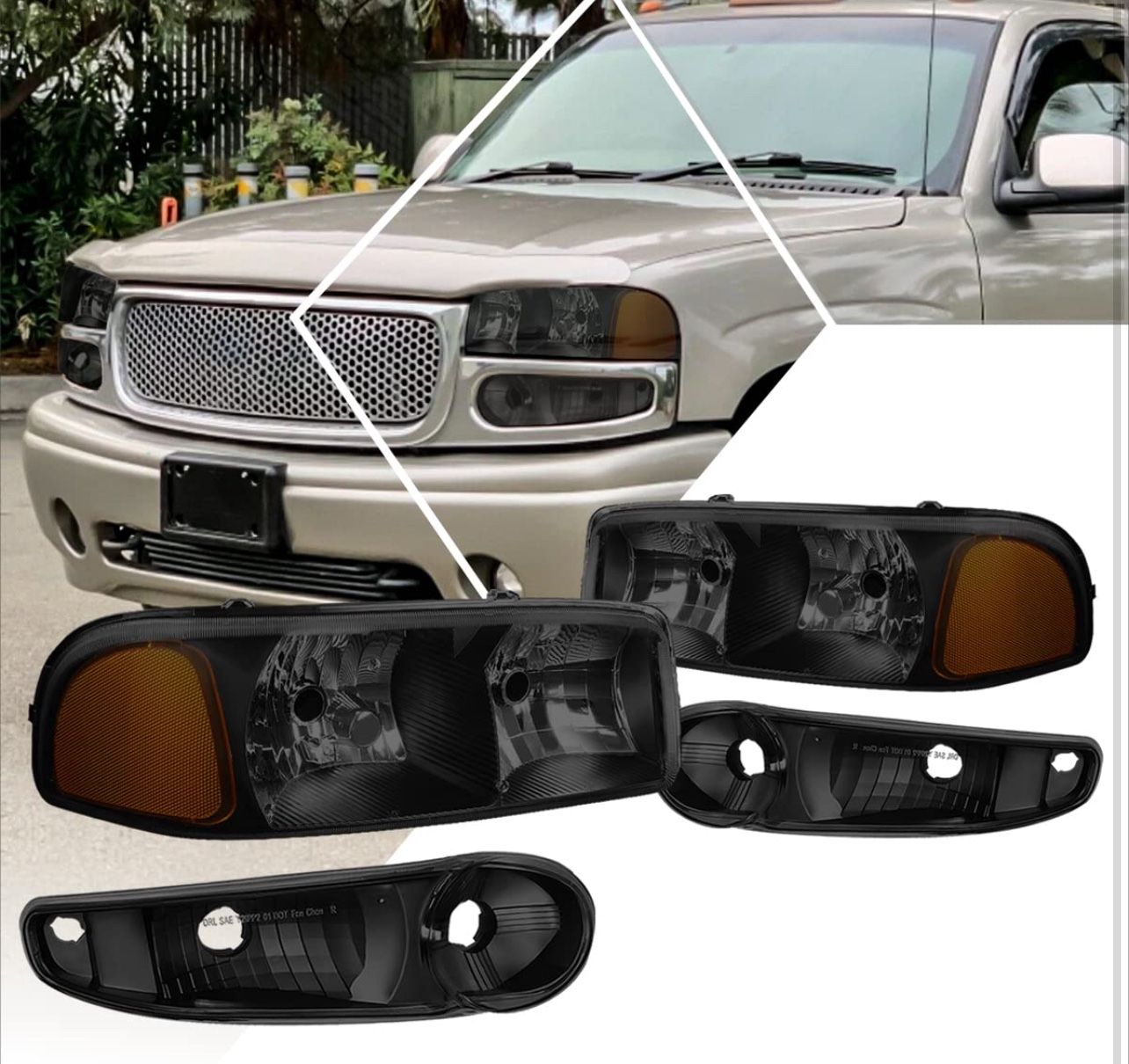 Housing amber Corner Pair of Headlights Replacement Compatible R(8)