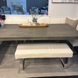 Table And One White Bench 