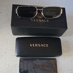 VERSACE VE2  Gold Dark Grey Unisex 60 mm Sunglasses