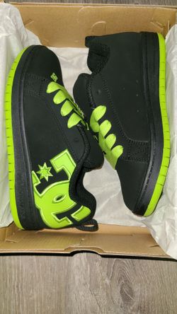 DC Kids Court Graffik Black & Lime Green Skate Shoes Size 4.5