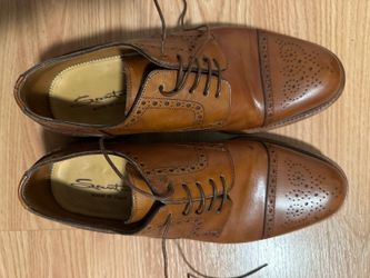 Santoni Italy | Brown Leather Goodyear Captoe Lace Up Brogue Oxford