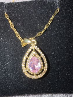 14 Carat Plated Pink Opal Beautiful Necklace
