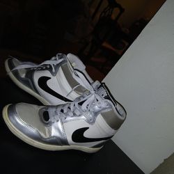 Nike Force Sky Hi White Silver Women’s Size 9 Sneakers