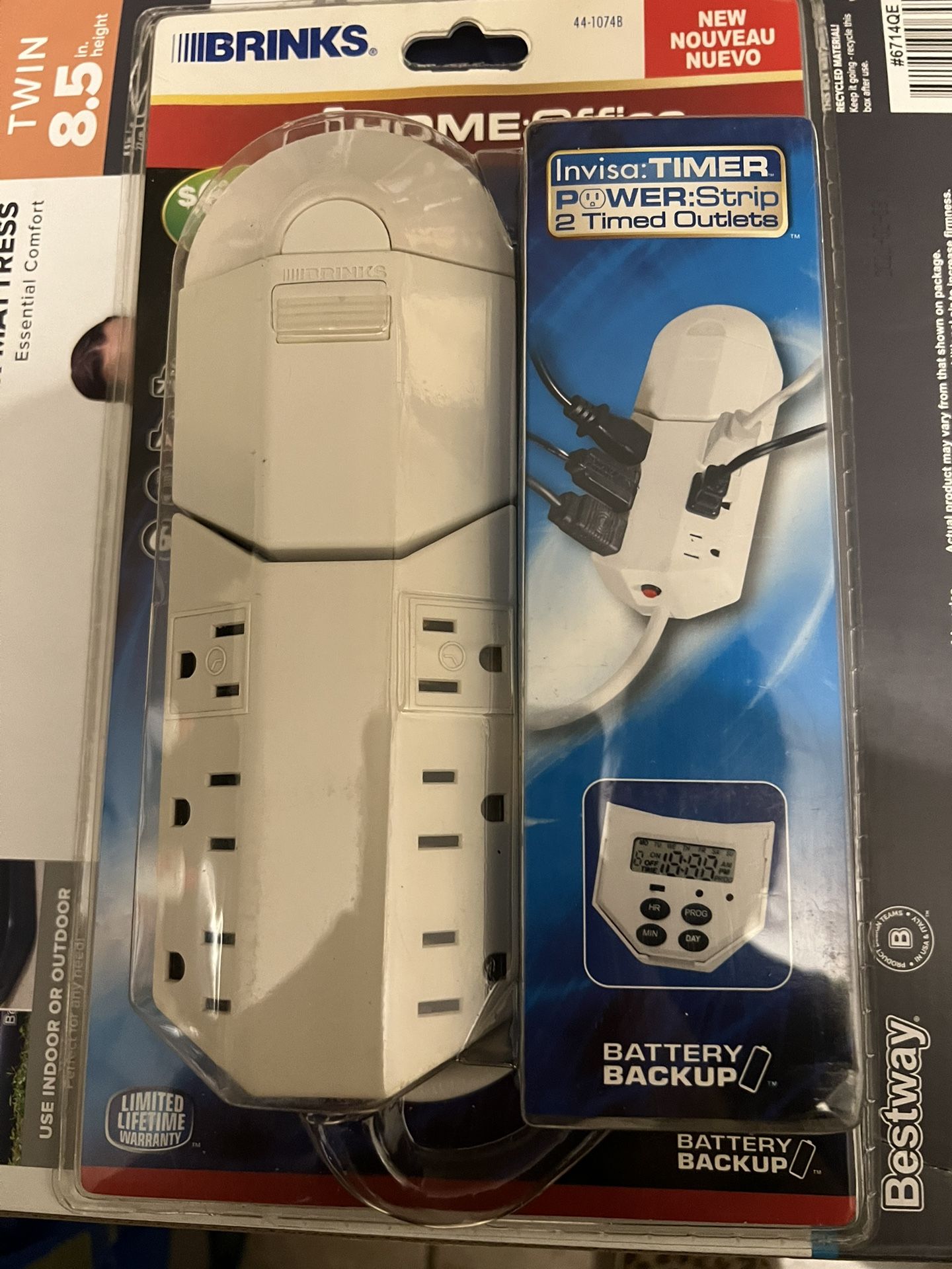 Brinks Indoor/Outdoor 2 Event Digital Timer Power Strip And Power Outlet