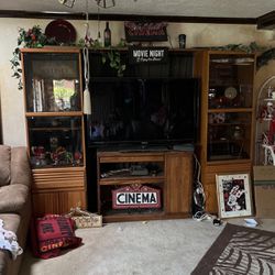 Entertainment  Center With Glass Doors(does not include items inside)