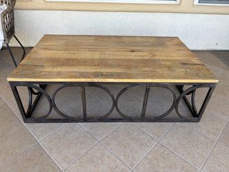 Large Rustic Wood & Iron Coffee Table – 60” – Industrial Farmhouse Style