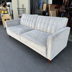 Container Furniture Direct Anastasia Mid Century Modern Velvet Tufted Convertible Sleeper Sofa, 81"