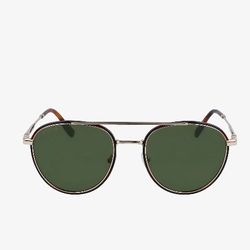 Lacoste Shiny Gold L258S Sunglasses. Masculine Timeless Style. 53 20 140. Gunmetal Oval Metal Frame
