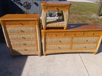 Tommy Bahama Seagrass Rattan 3 Piece Bedroom Set 