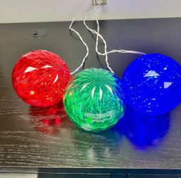 Set of 3 Large Color LED Light Balls – Red, Green & Blue