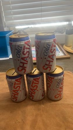Early 2000s Shasta can banks with a special gold opening on top lid