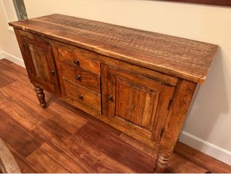 Rustic wood credenza / buffet table