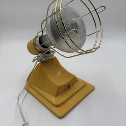Vintage Sun Tan Lamp Yellow With GE Bulb Adjustable Model Safety Cage W/ Dial