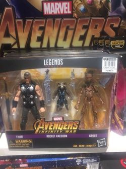 Marvel Avengers Infinity War Thor Groot & Rocket Exclusive Action Figure  3-Pack 