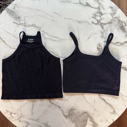 Set of two black ribbed crop tanks