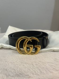 GG Marmont leather belt with shiny buckle