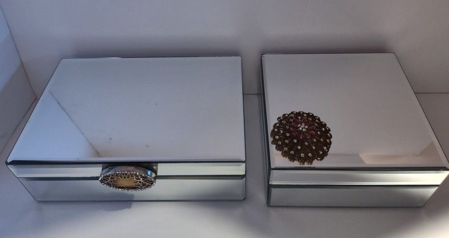 Mirrored Jewelry Trinket Boxes