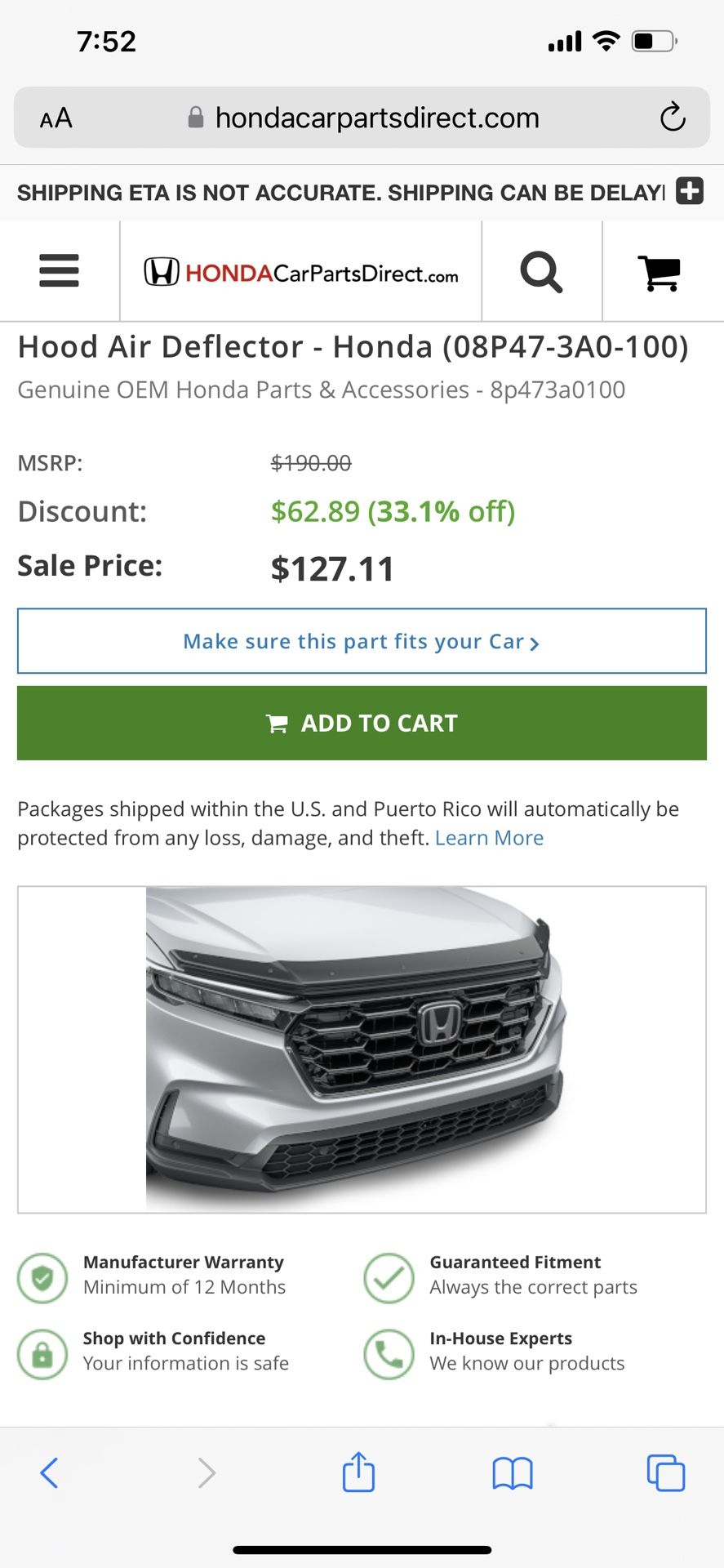 2023 Honda CRV Hood Deflector
