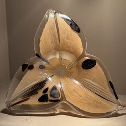 Murano 8” Hand Blown 3 Petal Curled Stem Flower 