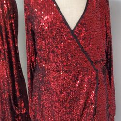 Burgundy Sequence Holiday Dress Size 2X