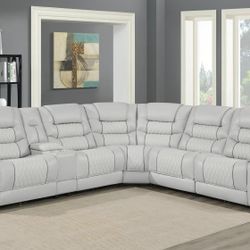 New Genuine Leather Sectional Sofa With 4 Power Recliners