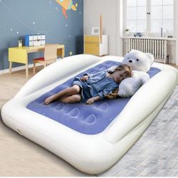 Inflatable Kids Travel Bed Toddler Air Mattress Set,Portable Blow Up Mattress Sleeping Bed Cot with Bed Rails and Electric Pump Ide NEw / Brand New