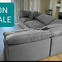 Gray Cloud Modular Sectional Couch Sofa 
