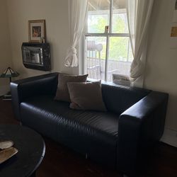 IKEA KLIPPAN Black Leather Couch